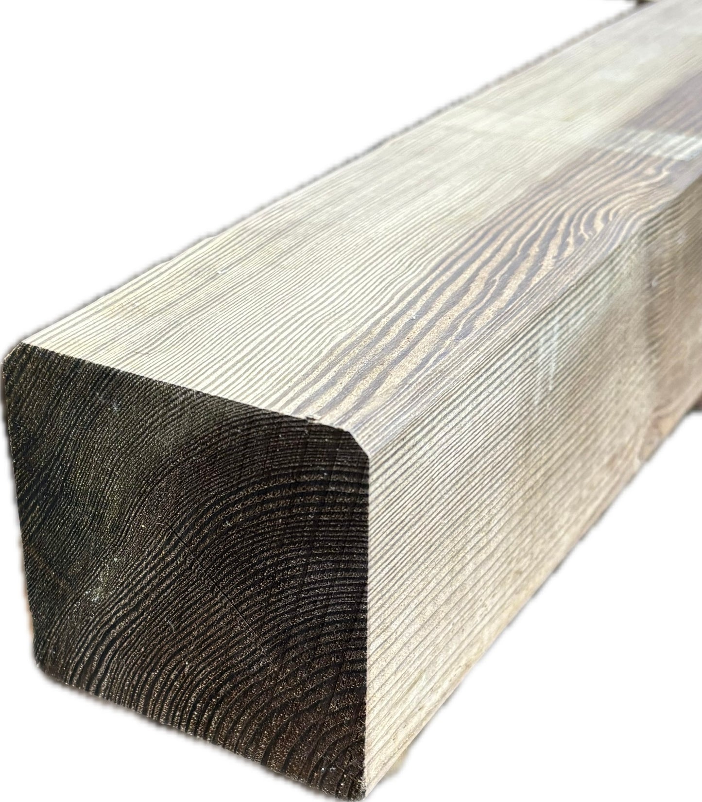 Pfosten aus Kiefer KDI grün – 90 × 90 mm, 4-seitig gehobelt & gefast