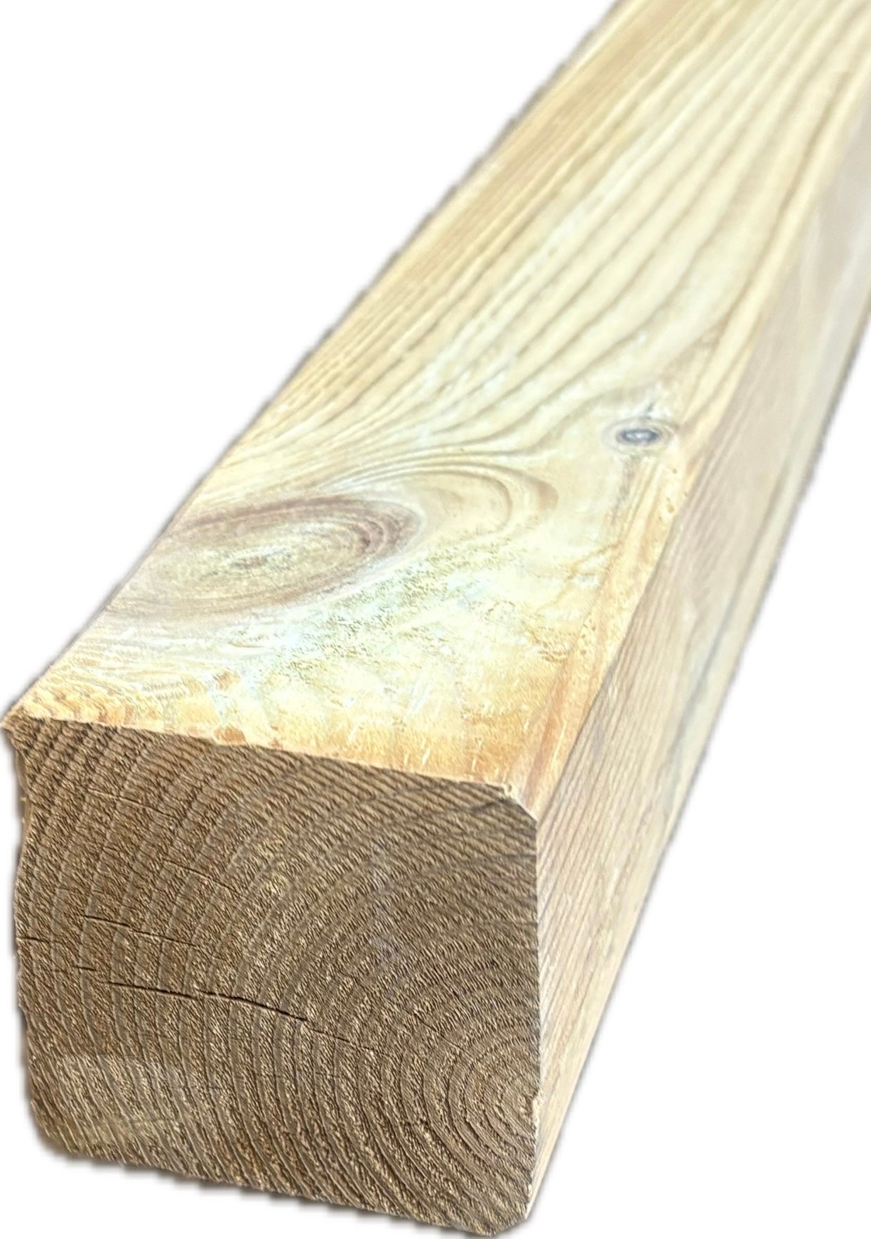 Pfosten aus Kiefer KDI grün – 70 × 70 mm, 4-seitig gehobelt / gefast