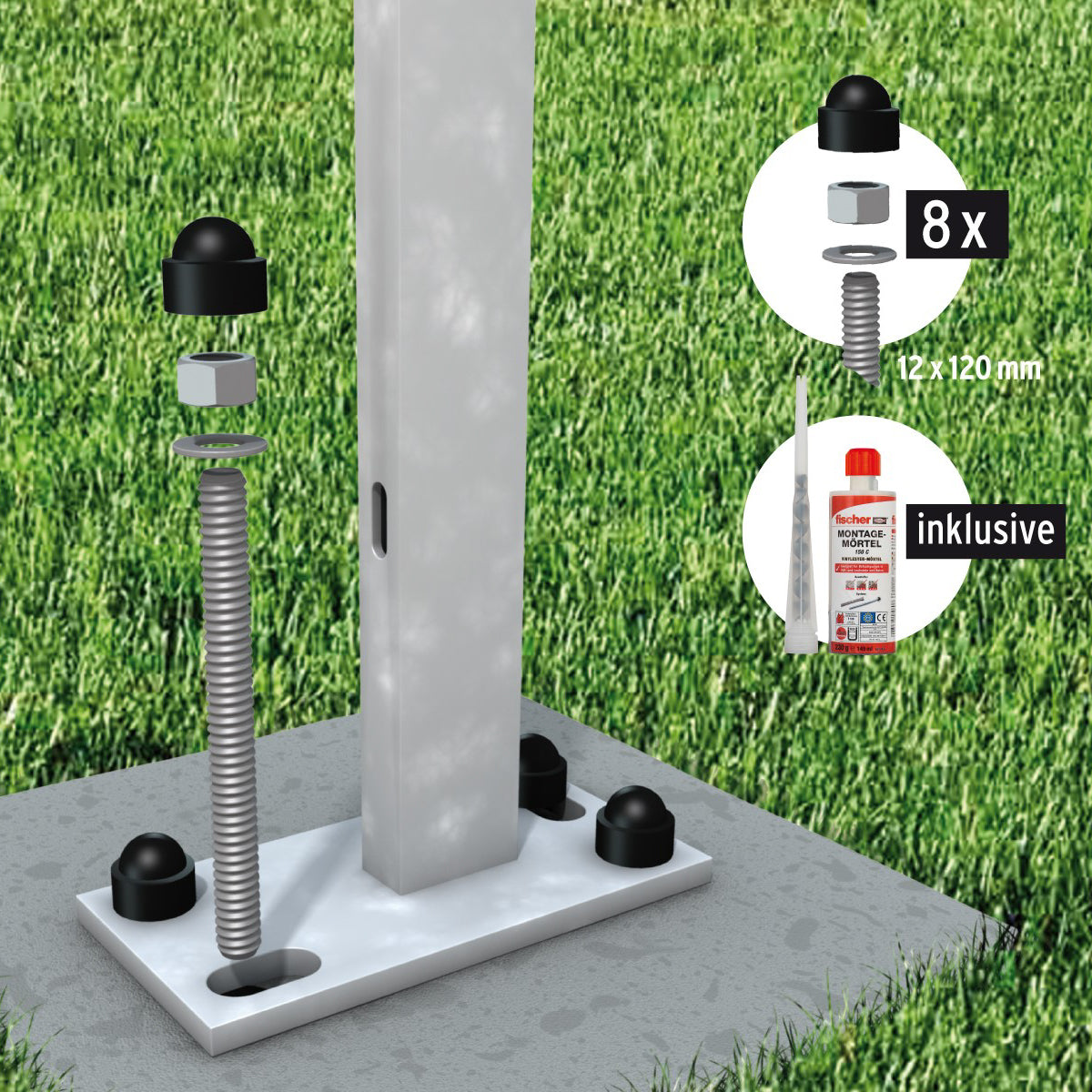 Brügmann Verbundanker-Set für 2 Aufschraubpfosten Art.-Nr.1272