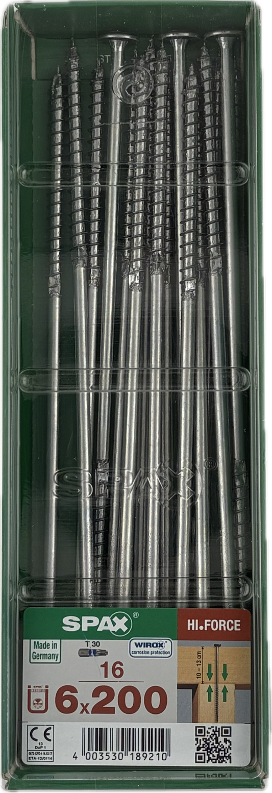 SPAX HI- Force Schrauben  T-STAR plus TGW Wirox T30. 6x200mm 16 Stück